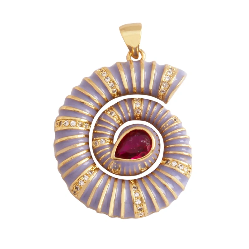 Marine Sea Nautilus Turtle Starfish Octopus Conch Crab Shell Snake Charm Pendant,Gold Plated Zircon Jewelry Findings Supply M67