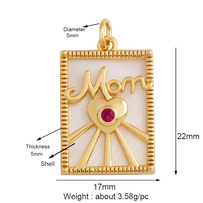 Trendy Love Heart Boy Girl Mama Cubic Zirconia Charm Pendant,18K Gold Necklace Bracelet for DIY Handmade Jewelry Supplies M61