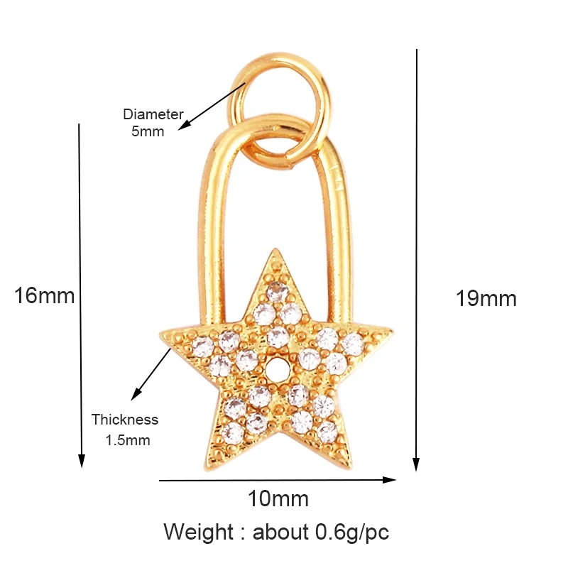Dandelion Earth Star Heart Hand Cubic Zirconia CZ Paved Charm, 18K Real Gold Plated Colour , Craft Jewelry Supplies L87