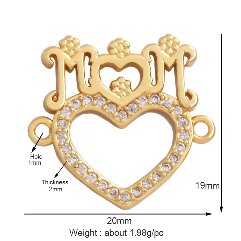 Creative Love Heart Crown Eiffel Tower Zircon Charm Pendant,Geometry 18K Real Gold Plated Jewelry Findings Supplies M64