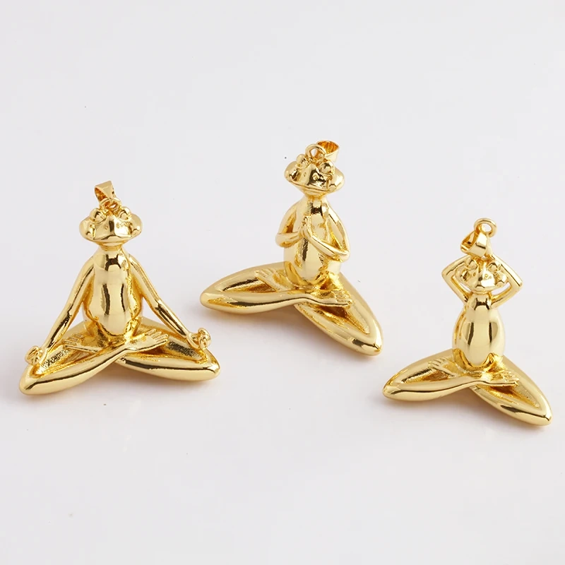 New Unique Clown Frog Yoga Movement Asana Animal Charm Pendant,Cute 18K Gold Zircon Necklace Bracelet for Jewelry Supplies L49