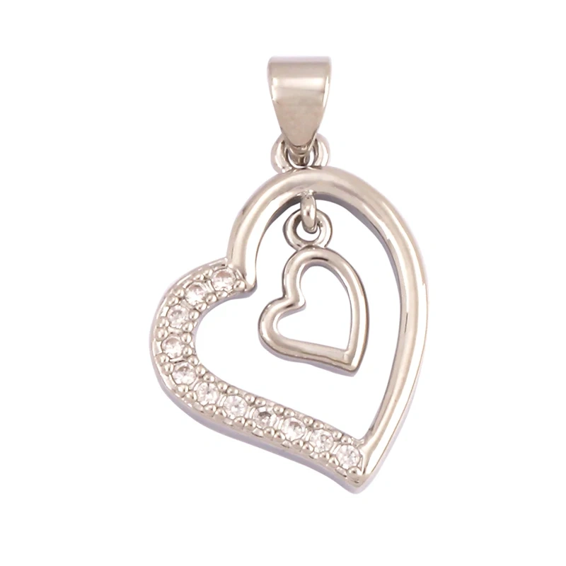 Colour Rainbow CZ Heart Wing Charm Pendant,Cubic Zirconia Paved Pink Blue,18K Real Gold Plated Colour,Craft jewelry Supplies L38