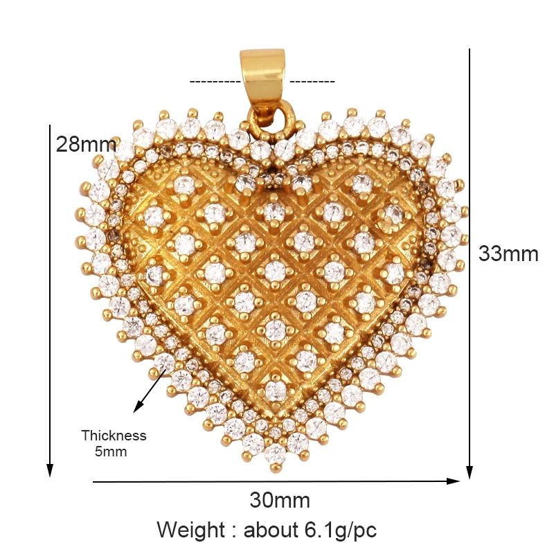 Colour Rainbow CZ Heart Wing Charm Pendant,Cubic Zirconia Paved Pink Blue,18K Real Gold Plated Colour,Craft jewelry Supplies L38