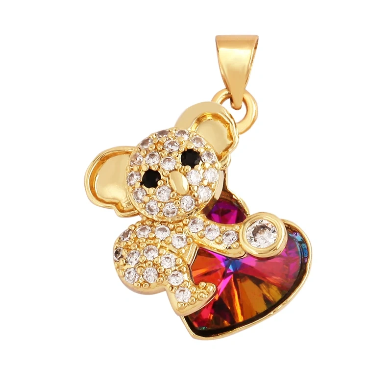 Bear Mouse Elephant Owl Clover Cherry Transparent Crystal Glass Charm Pendant, Animal Jewelry Craft Necklace Making Supplies M45