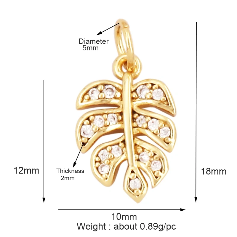 Sweet Rainbow Sun Rose Flower Maple Leaf Coconut Life Tree Charm Pendant,18k Gold Zircon Jewelry Findings Necklace Supplies M68