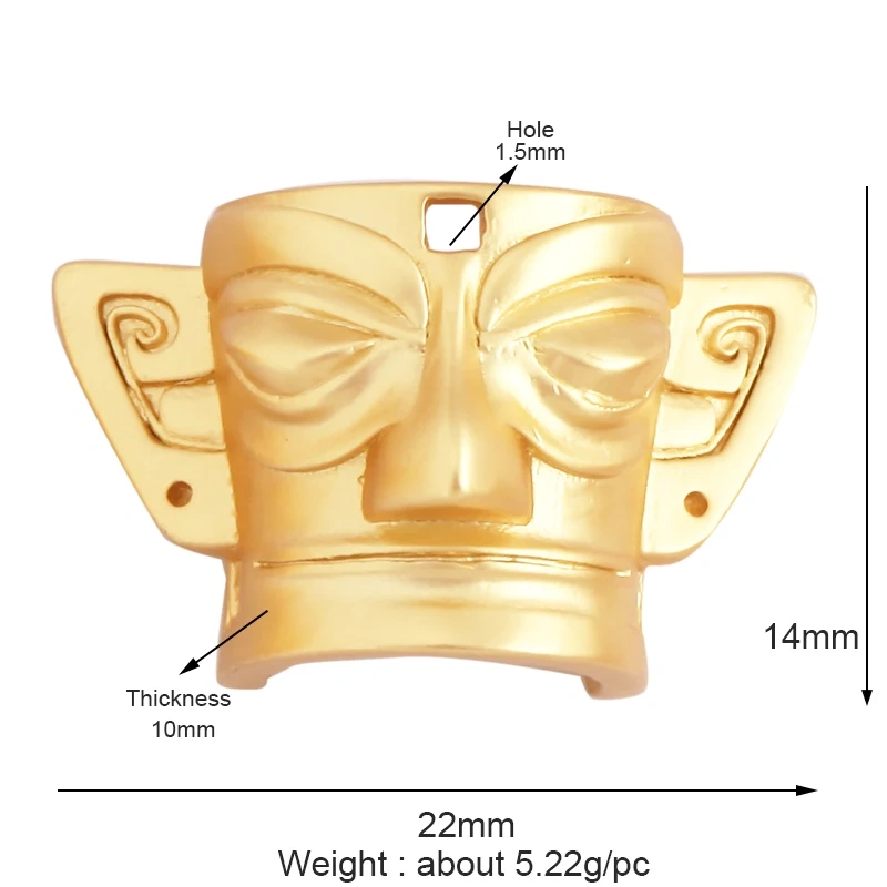 Trendy Matte Gold Constellation Mask Charm Pendant,18K Gold Plated Zirconia Necklace Jewelry Findings Accessories Supplies M65