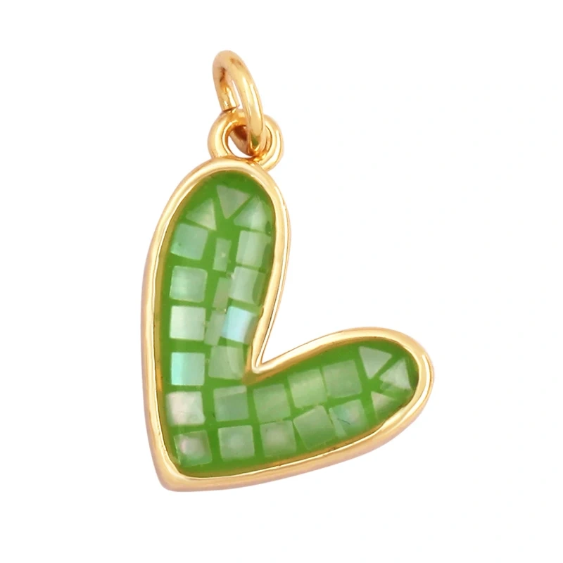 Fashion Heart Butterfly 18K Gold Plated Inlaid Shell Chips Charm Pendant,Jewelry Necklace Accessories Hand Making Supplies L49