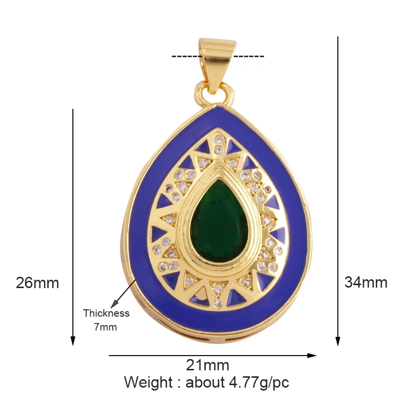 Creative Love Heart Crown Eiffel Tower Zircon Charm Pendant,Geometry 18K Real Gold Plated Jewelry Findings Supplies M64