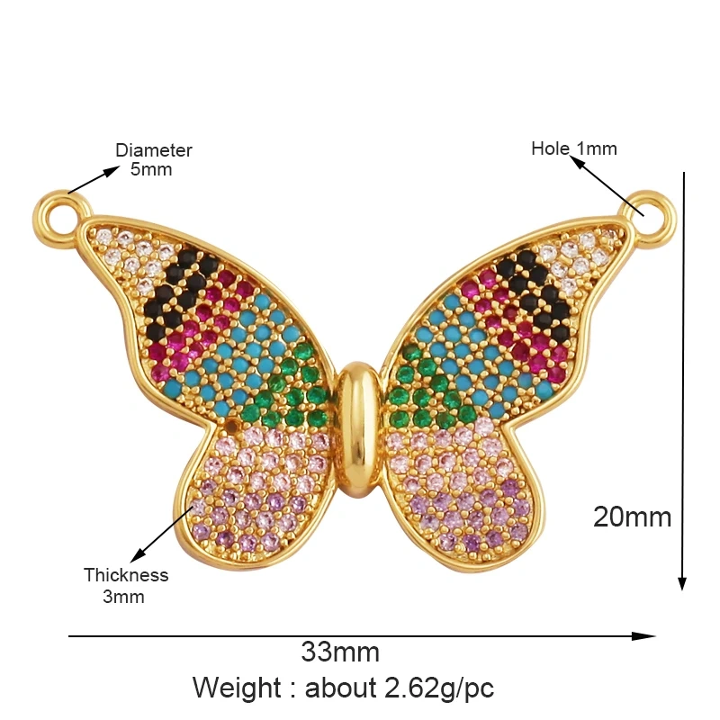 Dainty Butterfly Dragonfly Insect Charm Pendant,Cute Fashion 18K Gold Inlaid Zircon Animal Craft Jewelry Necklace Supplies L35