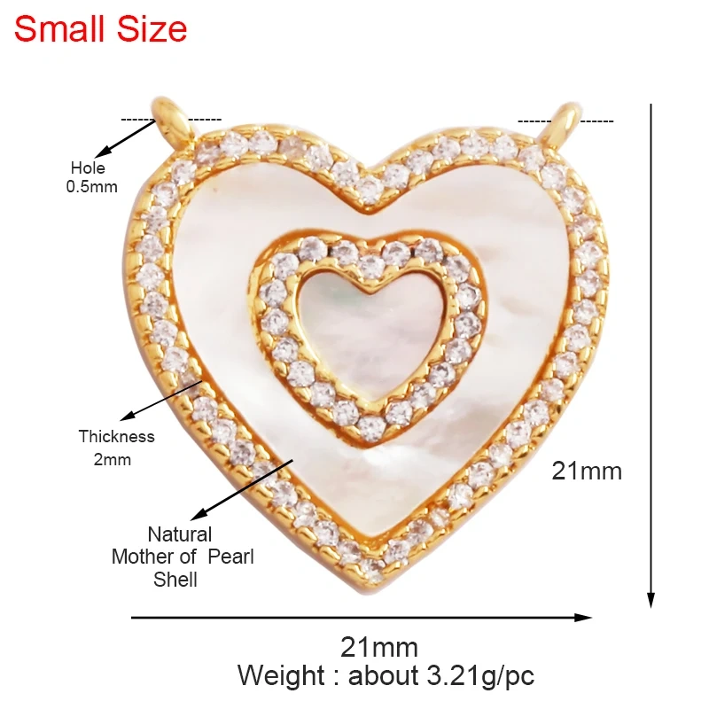 Classics Love Heart Star Zircon Focal Charm Pendant,Creative Shell Pearl 18K Gold Plated Jewelry  Accessories Supplies M41