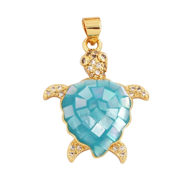 Fashion Heart Butterfly 18K Gold Plated Inlaid Shell Chips Charm Pendant,Jewelry Necklace Accessories Hand Making Supplies L49