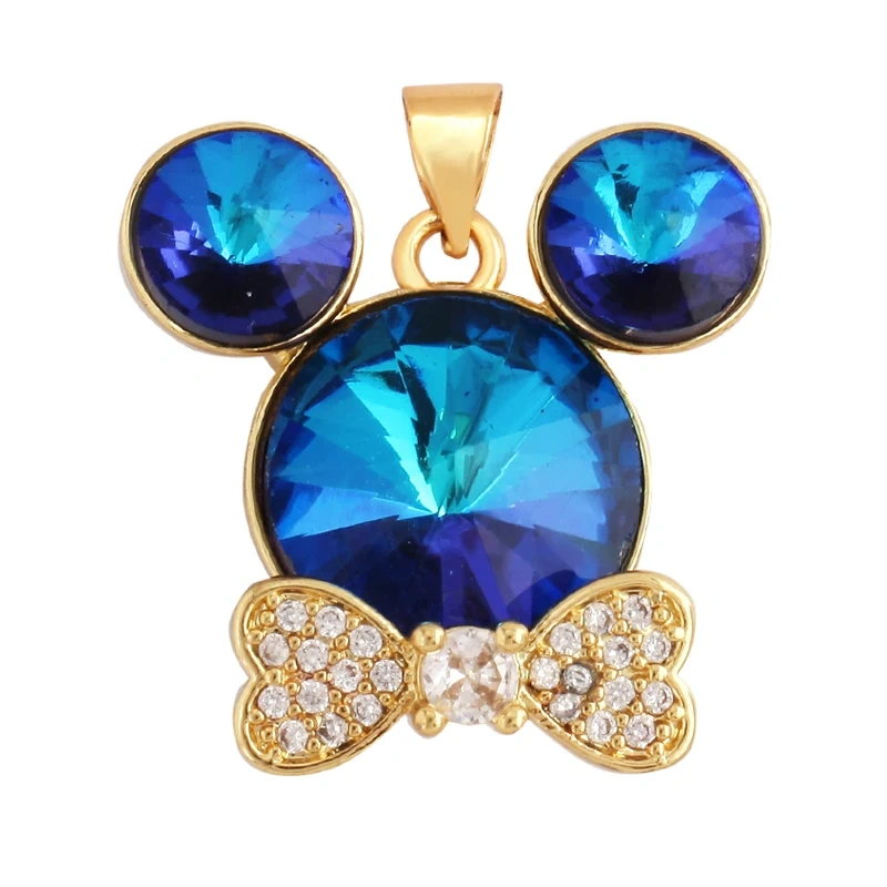 Bear Mouse Elephant Owl Clover Cherry Transparent Crystal Glass Charm Pendant, Animal Jewelry Craft Necklace Making Supplies M45