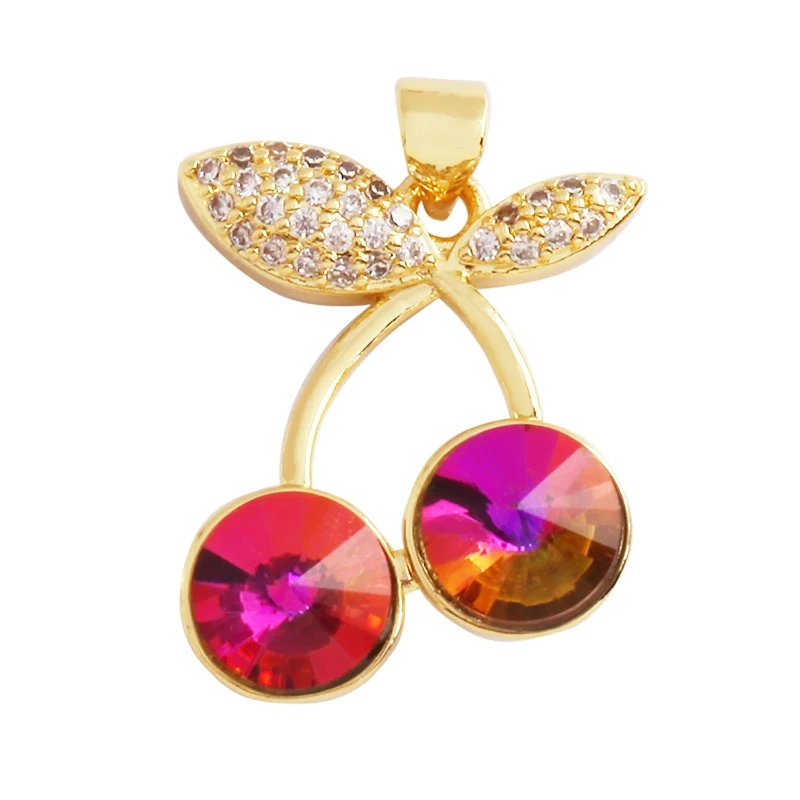 Bear Mouse Elephant Owl Clover Cherry Transparent Crystal Glass Charm Pendant, Animal Jewelry Craft Necklace Making Supplies M45