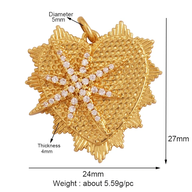 Trendy Rainbow Love Heart Happy Face Sun Charm Pendant,18K Gold Plated Zircon Necklace Bracelet For Handmade Jewelry Supply L21