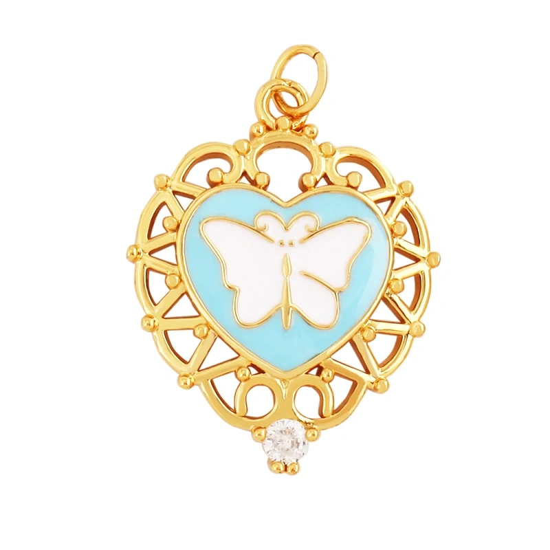 Dainty Butterfly Dragonfly Bird Bee Charm Pendant,Trendy Oil Dropped 18K Gold Inlaid Zircon Animal Jewelry Necklace Supplies L35