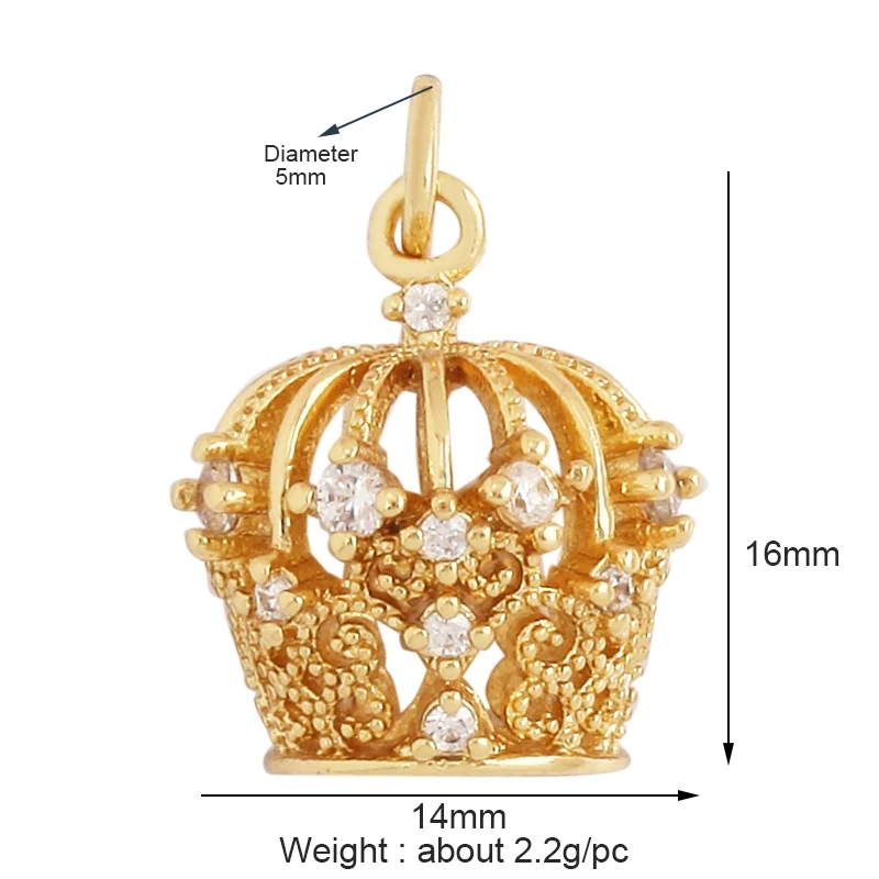 Pearl Enamel OiL Dropped Crown Love Heart Cubic Zirconia CZ Paved Charm Pendant,18K Gold Plated Colour,Craft Jewelry Supply M61