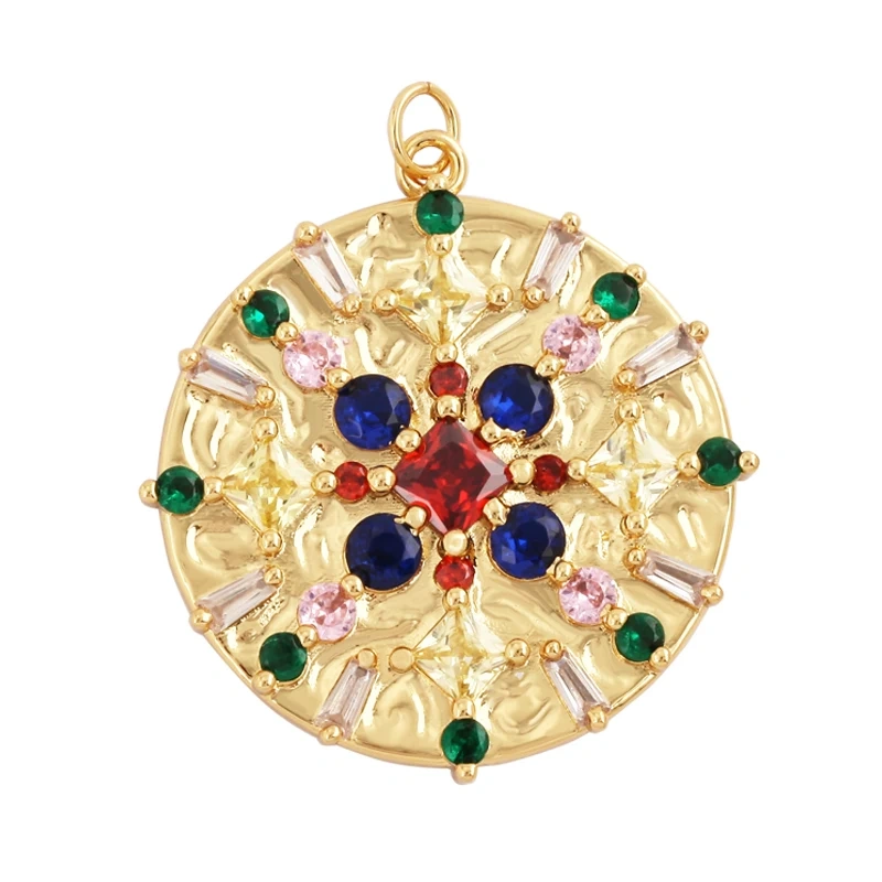 Trendy Rainbow Sun Happy Face Round Lemon Mushroom Charm Pendant,18K Gold Plated Zircon Necklace Bracelet Handmade Jewelry L24