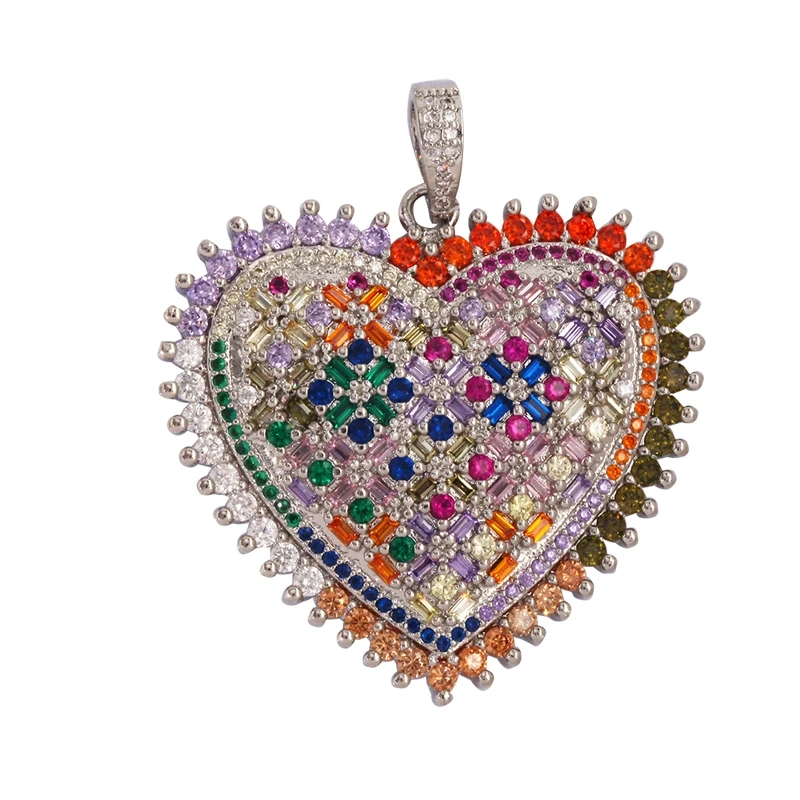 Classics Love Heart Zircon Focal Charm Pendant,Creative Angel Wings 18K Real Gold Plated Jewelry Findings Accessories Supply L27