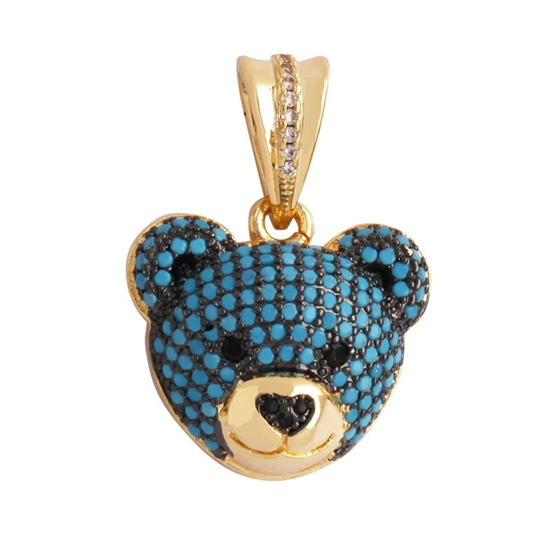 Leopard Lion Bear Crocodile Cow Head Charm Pendant,18K Gold Animal Necklace Bracelet for Handmade Jewelry Accessories Supply M62