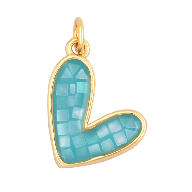 Fashion Heart Butterfly 18K Gold Plated Inlaid Shell Chips Charm Pendant,Jewelry Necklace Accessories Hand Making Supplies L49