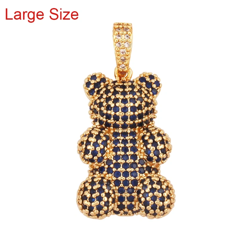 Luxury Fine Inlaid Rainbow Cubic Zironia Charm Pendant,Cute Bear Jewelry Necklace Bracelet Making Wholesale Supplies M85