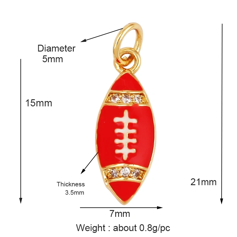 Trendy Sports Sneakers Skis Surfboard Bike Cubic Zirconia CZ Paved Charm Pendant, 18K Gold Necklace Craft Jewelry Supplies M26
