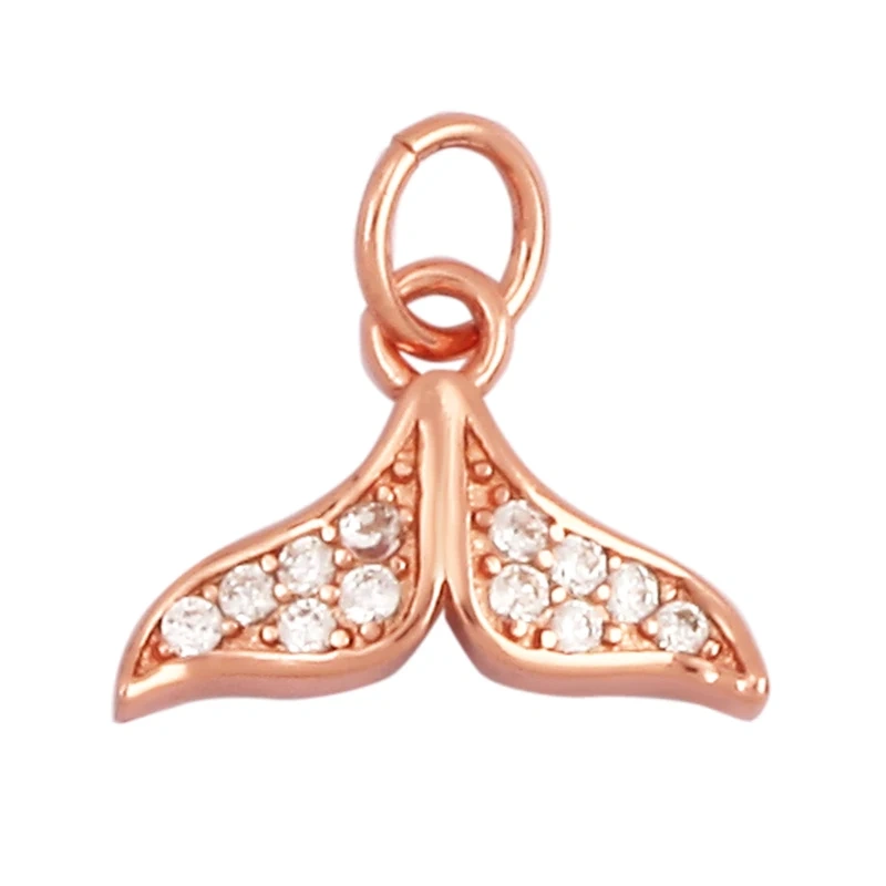 Blue Ocean Shell Jellyfish Conch Dolphin Sea Horse Fish Bone Shrimp Charm Pendant,Gold Plated Zircon Jewelry Findings Supply K58