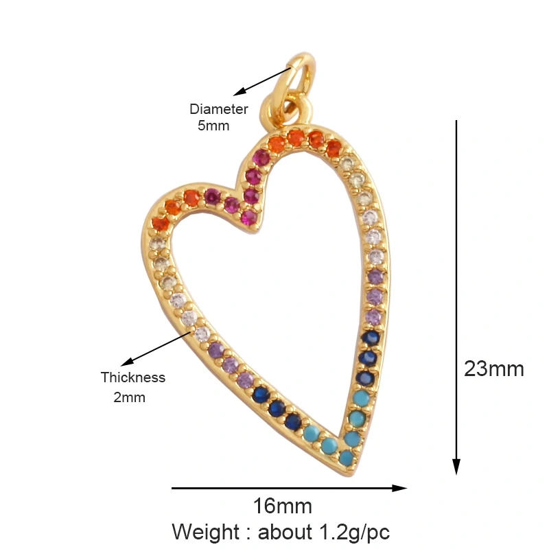 Creative Love Heart Crown Eiffel Tower Zircon Charm Pendant,Geometry 18K Real Gold Plated Jewelry Findings Supplies M64