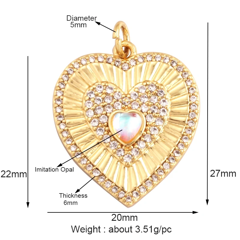 Trendy Rainbow Love Heart Happy Face Sun Charm Pendant,18K Gold Plated Zircon Necklace Bracelet For Handmade Jewelry Supply L21
