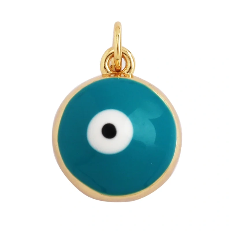 Love Heart Round Bell Lucky Evil Eye Geometry Style Charm Pendant,Trendy Colourful Enamel Zircon Necklace Accessice Supplies M65
