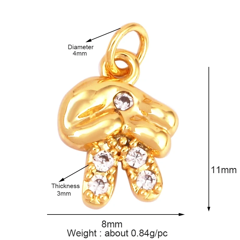 Trendy Love Heart Boy Girl Mama Cubic Zirconia Charm Pendant,18K Gold Necklace Bracelet for DIY Handmade Jewelry Supplies M61