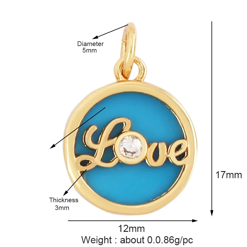 Trendy Rainbow Sun Happy Face Round Lemon Mushroom Charm Pendant,18K Gold Plated Zircon Necklace Bracelet Handmade Jewelry L24