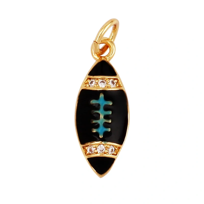 Trendy Sports Sneakers Skis Surfboard Bike Cubic Zirconia CZ Paved Charm Pendant, 18K Gold Necklace Craft Jewelry Supplies M26