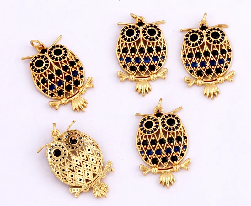 Unique Fine Tortoise Snake Owl Lion Disc Animal Charm Pendant,Cute 18K Gold Necklace Bracelet for Handmade Jewelry Supplies L21