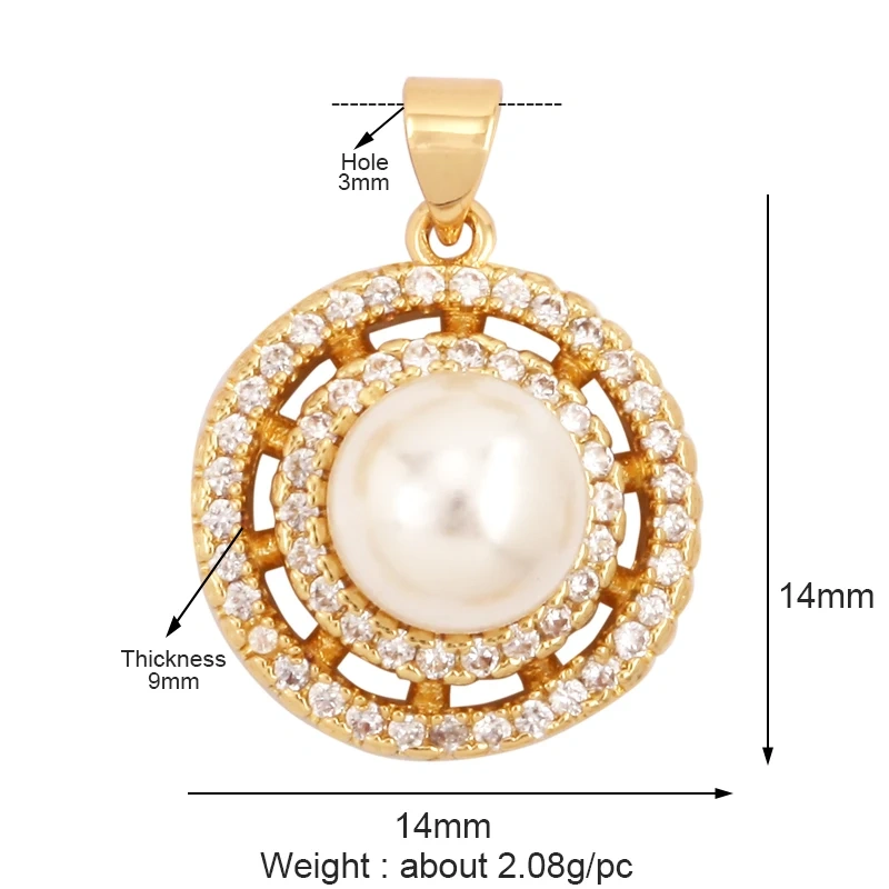 Pearl Enamel OiL Dropped Crown Love Heart Cubic Zirconia CZ Paved Charm Pendant,18K Gold Plated Colour,Craft Jewelry Supply M61