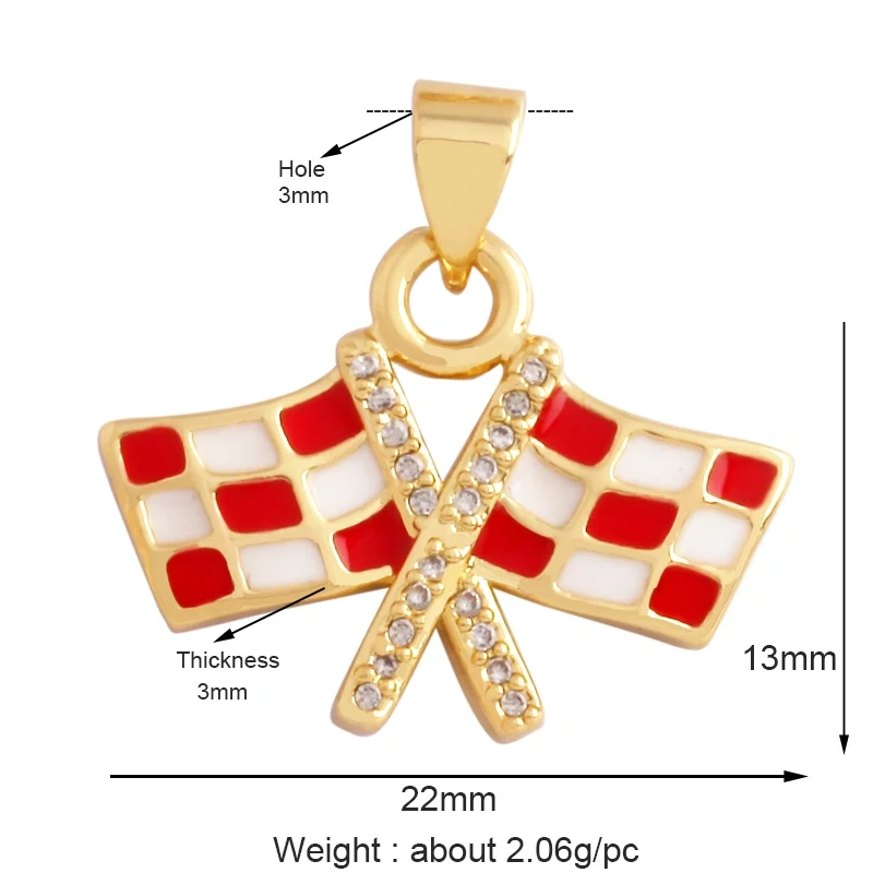 Trendy Umbrella Lipstick Handbag Charm Pendant,18K Gold Plated Cubic Zirconia Necklace Jewelry Findings Accessories Supplies M67