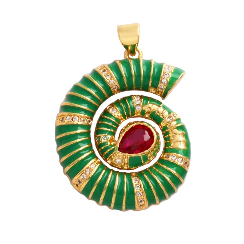 Marine Sea Nautilus Turtle Starfish Octopus Conch Crab Shell Snake Charm Pendant,Gold Plated Zircon Jewelry Findings Supply M67