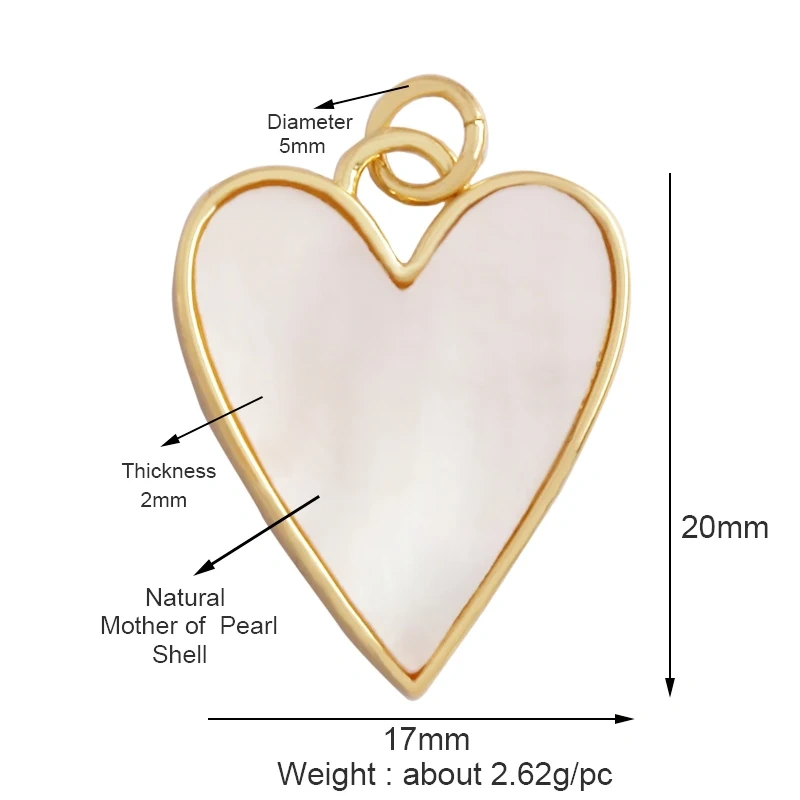 Classics Love Heart Star Zircon Focal Charm Pendant,Creative Shell Pearl 18K Gold Plated Jewelry  Accessories Supplies M41