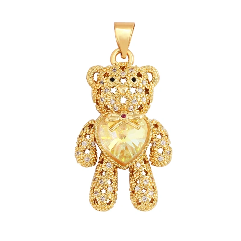 Bear Mouse Elephant Owl Clover Cherry Transparent Crystal Glass Charm Pendant, Animal Jewelry Craft Necklace Making Supplies M45