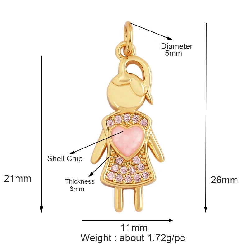 Cute Sweet Romance Love Star Gold Plated Inlaid Shell Chips Charm Pendant,Jewelry Necklace Accessories Hand Making Supply L49