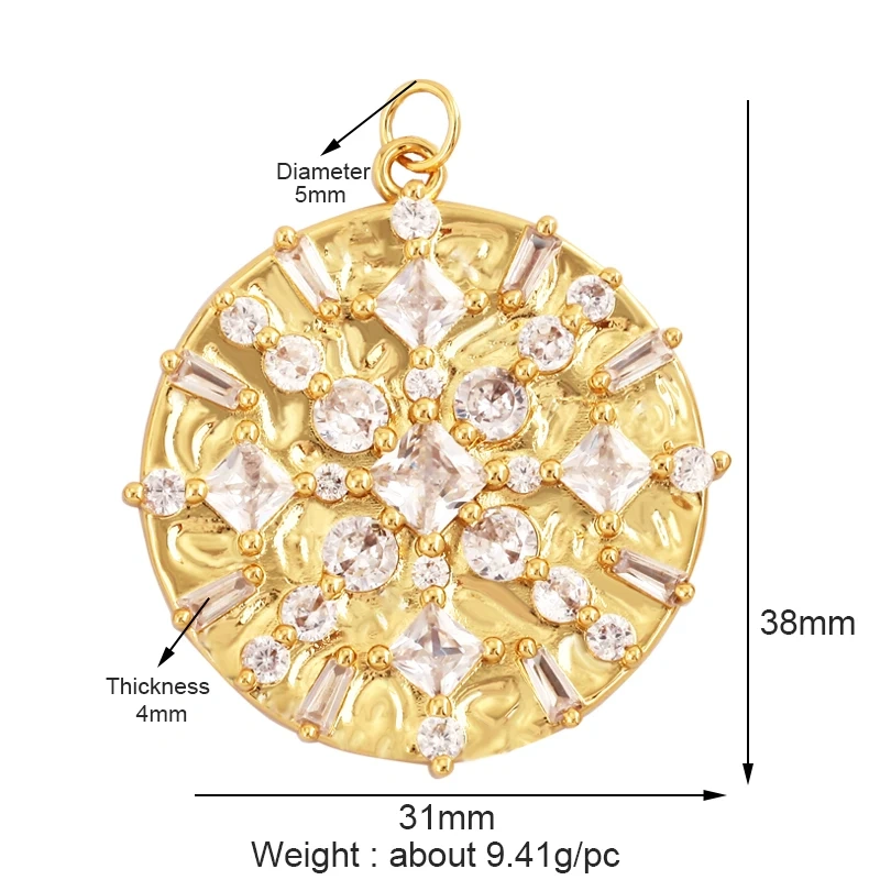Trendy Rainbow Sun Happy Face Round Lemon Mushroom Charm Pendant,18K Gold Plated Zircon Necklace Bracelet Handmade Jewelry L24