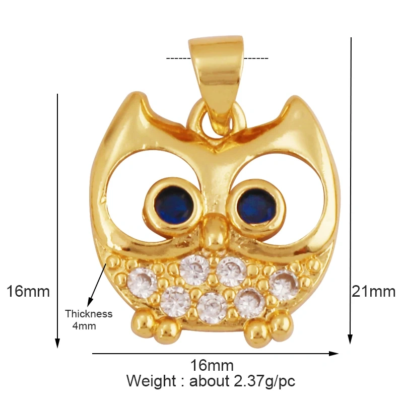 Unique Fine Tortoise Snake Owl Lion Disc Animal Charm Pendant,Cute 18K Gold Necklace Bracelet for Handmade Jewelry Supplies L21