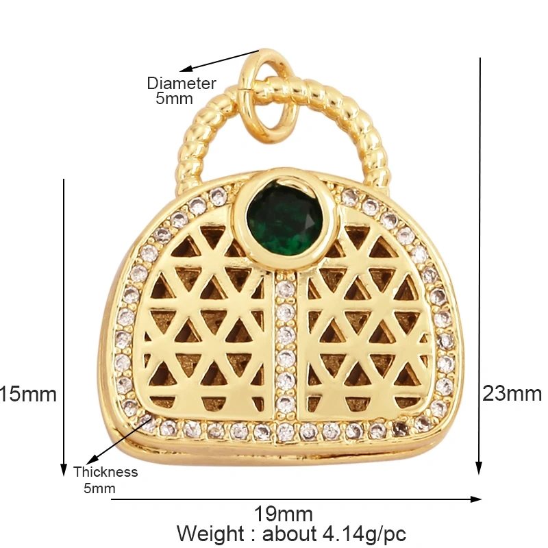 Trendy Umbrella Lipstick Handbag Charm Pendant,18K Gold Plated Cubic Zirconia Necklace Jewelry Findings Accessories Supplies M67