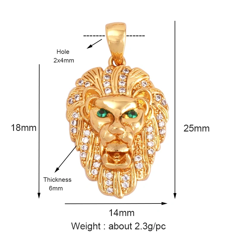 Lion Head Squirrel Pine Cone Evil Eye Cubic Zirconia CZ Paved Charm Pendant,18K Real Gold Plated Colour,Craft Jewelry Supply L87