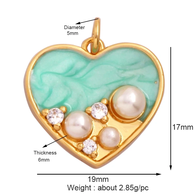 Classics Love Heart Star Zircon Focal Charm Pendant,Creative Shell Pearl 18K Gold Plated Jewelry  Accessories Supplies M41