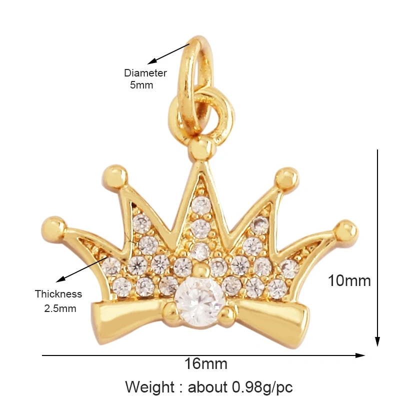 Pearl Enamel OiL Dropped Crown Love Heart Cubic Zirconia CZ Paved Charm Pendant,18K Gold Plated Colour,Craft Jewelry Supply M61