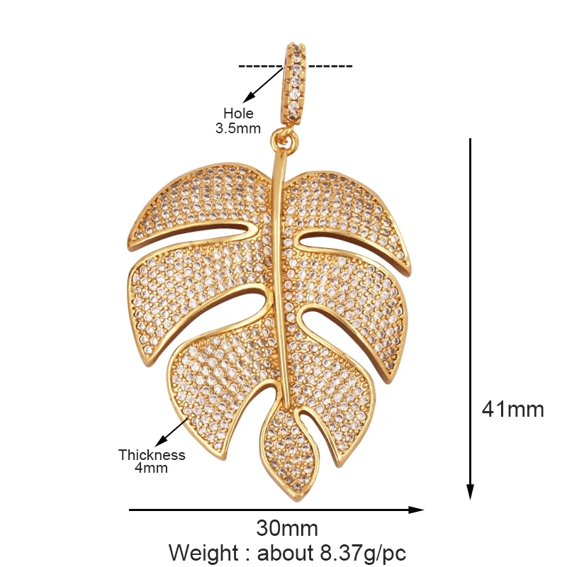 Unique Rose Flower Maple Leaf Big Tree Plant Charm Pendant,18k Gold Zircon Jewelry Findings Necklace Accessories Supplies S31