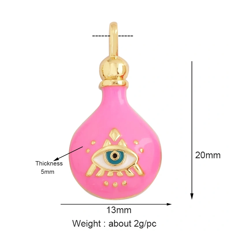 Love Heart Round Bell Lucky Evil Eye Geometry Style Charm Pendant,Trendy Colourful Enamel Zircon Necklace Accessice Supplies M65