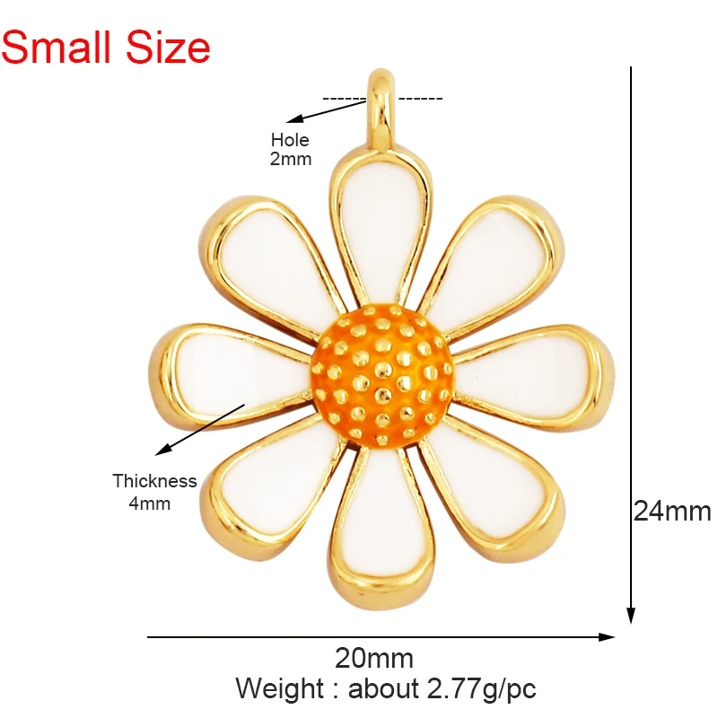 Sweet Colorful Sun Rose Flower Charm Pendant,Trendy 18K Gold Geometry Zircon Necklace Accessories DIY Handy Craft Jewelry L33
