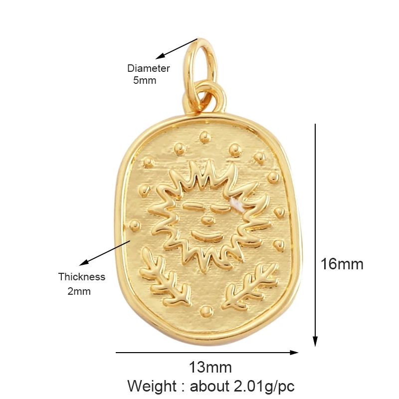 Trendy Matte Gold Constellation Mask Charm Pendant,18K Gold Plated Zirconia Necklace Jewelry Findings Accessories Supplies M65